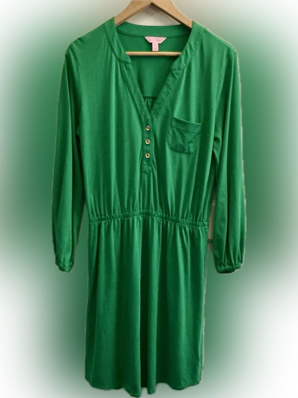 Lilly Pulitzer Beckett Shirt Dress Green Pima Cotton Size Medium